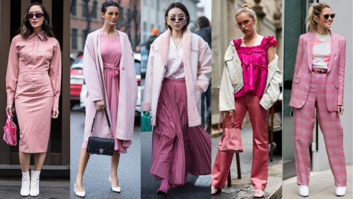 Woman Wear Pink Pumps with Different Clothes