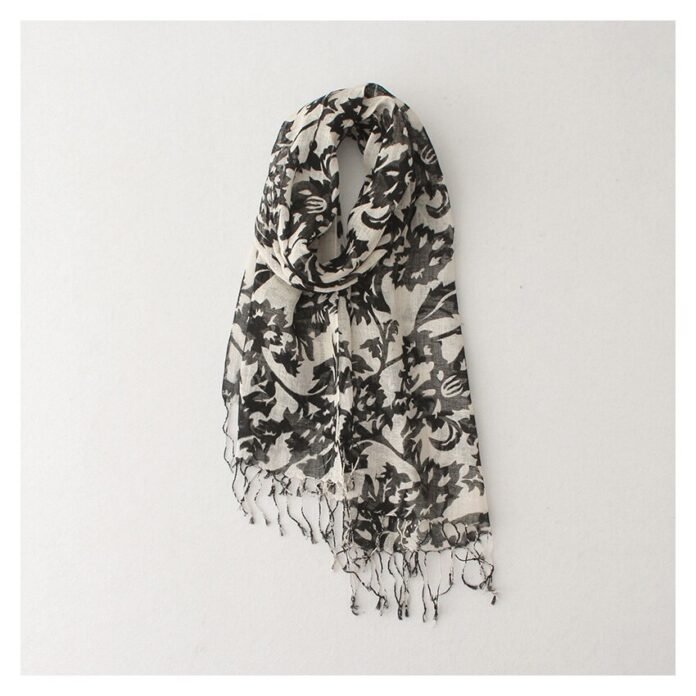 Black and Silver Paisley Scarf